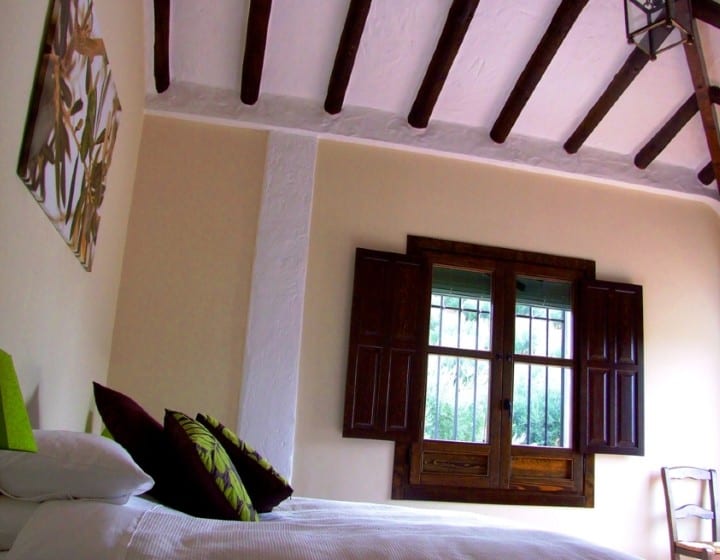 Cycling Spain Andalucia Casa Olea Double Bedroom Details Wooden Ceiling