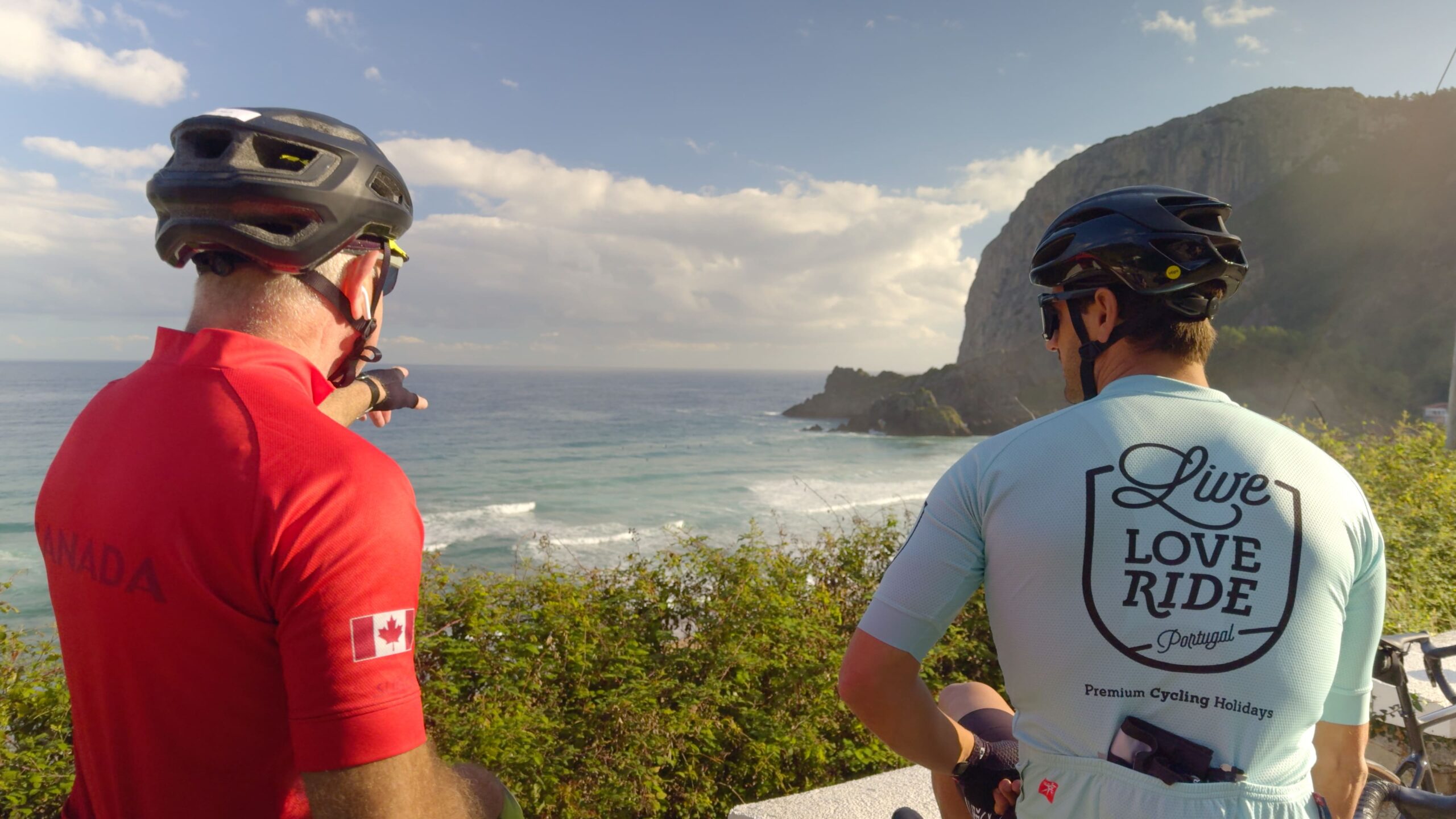 Live Love Ride guide showing guests the dramatic Basque coastline during a guided cycling tour in northern Spain.