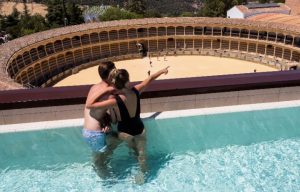 cycling spain andalucia hotel catalonia ronda swimming pool view bullring 300x192 1